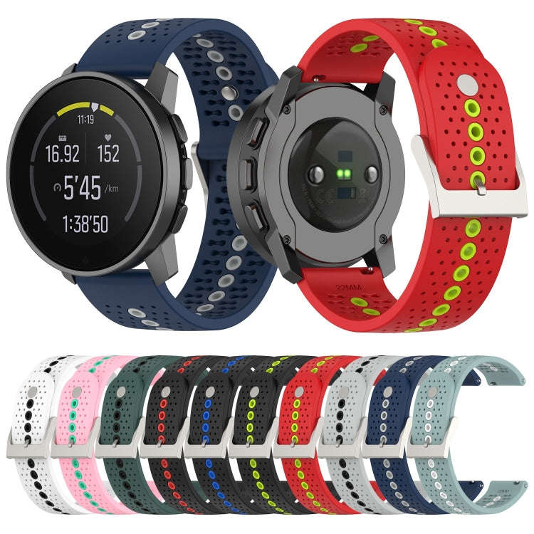 For Suunto 9 Peak Universal Colorful Hole Silicone Watch Band(White Black)