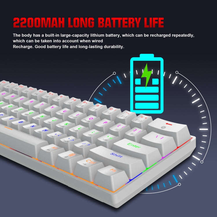 HXSJ L800 61 Keys Bluetooth 5.0 / 2.4G Wireless / Type-C Wired Three Modes Blue Shaft Mechanical ...