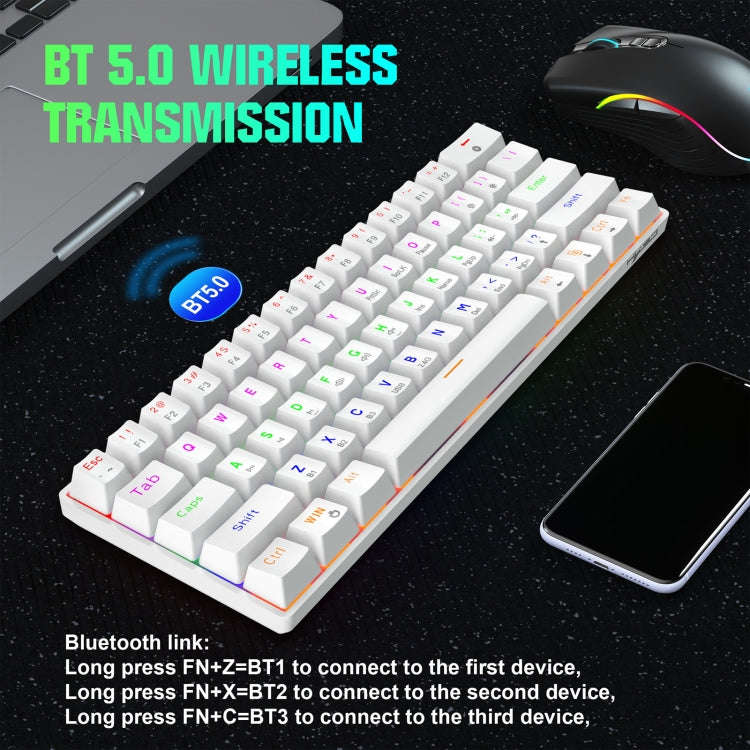HXSJ L800 61 Keys Bluetooth 5.0 / 2.4G Wireless / Type-C Wired Three Modes Blue Shaft Mechanical ...
