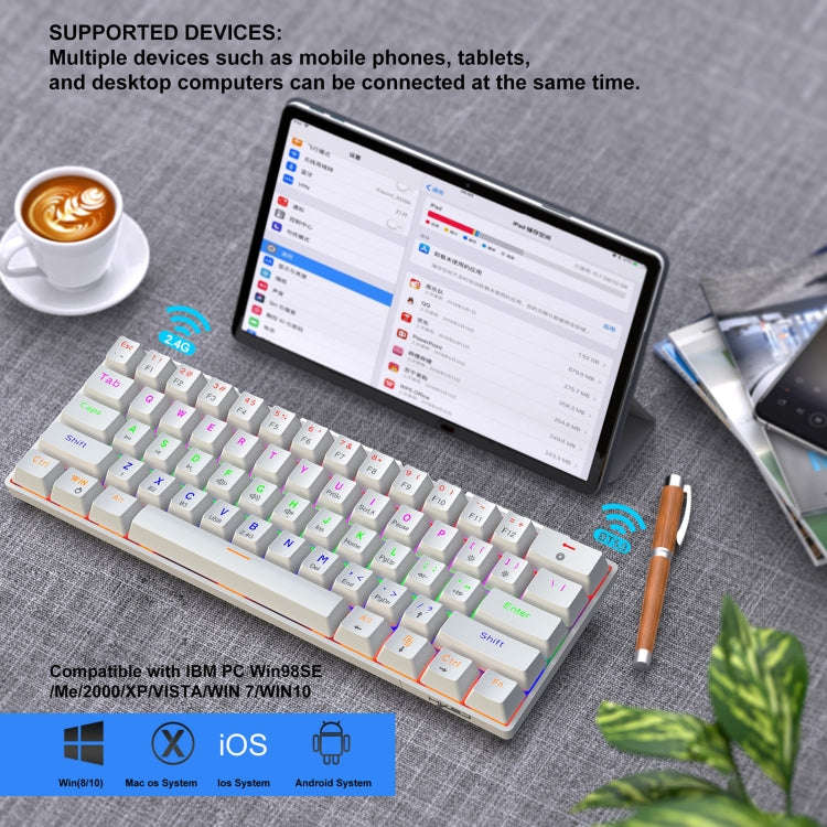 HXSJ L800 61 Keys Bluetooth 5.0 / 2.4G Wireless / Type-C Wired Three Modes Blue Shaft Mechanical ...