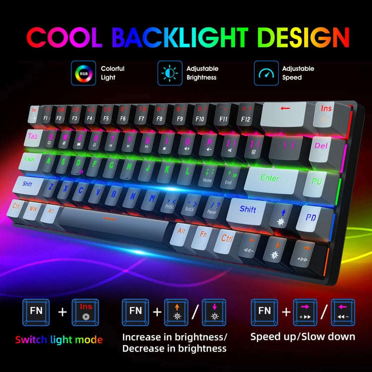 HXSJ V800 68 Keys Type-C Wired Cool Backlight Mechanical Keyboard(Red Shaft)