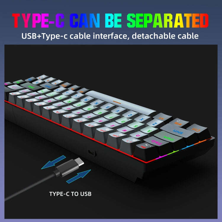 HXSJ V800 68 Keys Type-C Wired Cool Backlight Mechanical Keyboard(Red Shaft)