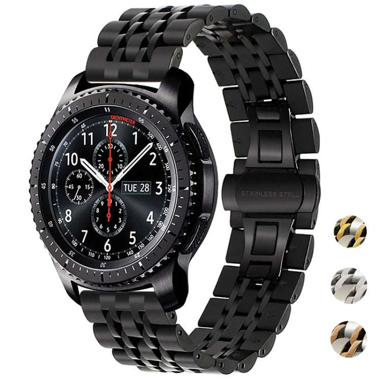 22mm Men Version Seven-beads Steel Watch Band(Black Gold)