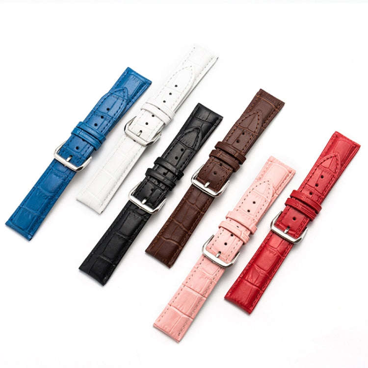 14mm Two-layer Cowhide Leather Bamboo Joint Texture Watch Band(White)