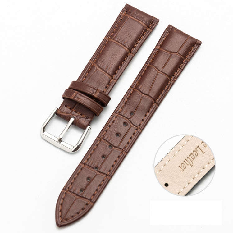16mm Two-layer Cowhide Leather Bamboo Joint Texture Watch Band(Dark Brown)