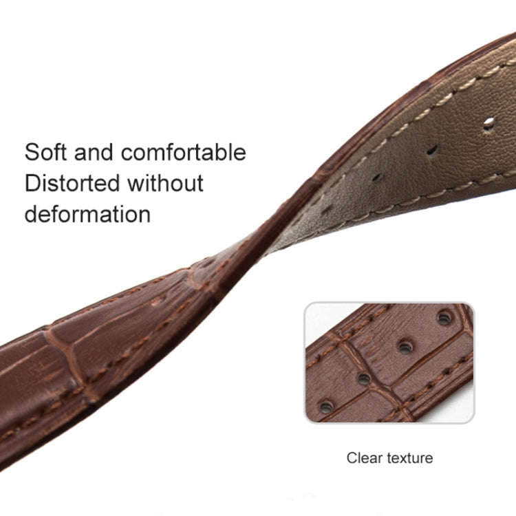 16mm Two-layer Cowhide Leather Bamboo Joint Texture Watch Band(Dark Brown)