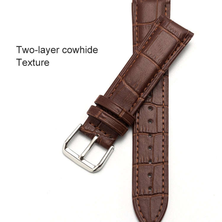 22mm Two-layer Cowhide Leather Bamboo Joint Texture Watch Band(Blue)