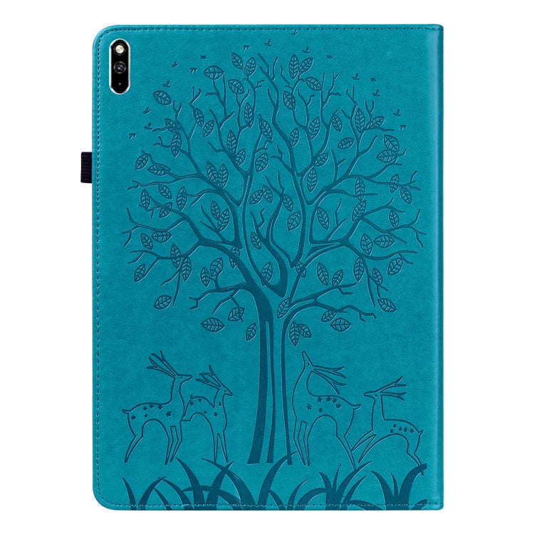 For Huawei MatePad Pro 10.8 2021 Tree & Deer Pattern Pressed Printing Horizontal Flip PU Leather ...