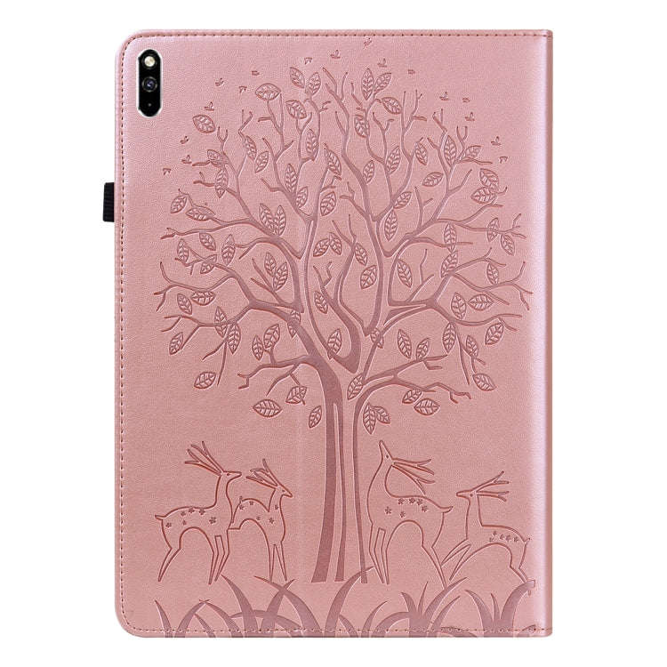 For Huawei MatePad Pro 10.8 2021 Tree & Deer Pattern Pressed Printing Horizontal Flip PU Leather ...