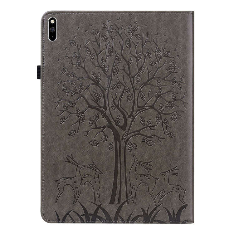 For Huawei MatePad Pro 10.8 2021 Tree & Deer Pattern Pressed Printing Horizontal Flip PU Leather ...