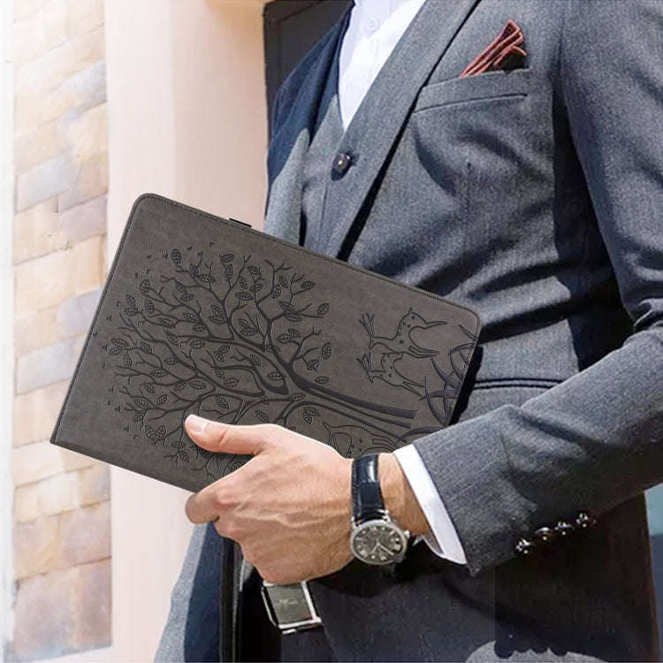 For Huawei MatePad Pro 10.8 2021 Tree & Deer Pattern Pressed Printing Horizontal Flip PU Leather ...