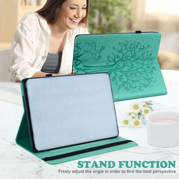 For Huawei MatePad Pro 10.8 2021 Tree & Deer Pattern Pressed Printing Horizontal Flip PU Leather ...