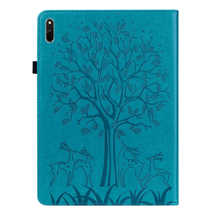 For Huawei MatePad 11 2021 Tree & Deer Pattern Pressed Printing Horizontal Flip PU Leather Case w...
