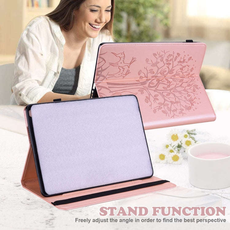 For Huawei MatePad 11 2021 Tree & Deer Pattern Pressed Printing Horizontal Flip PU Leather Case w...
