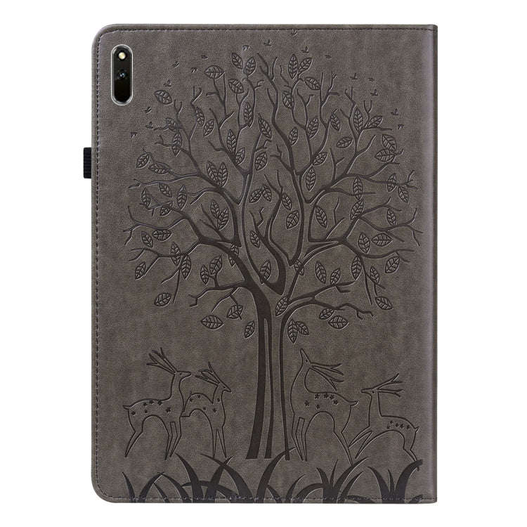 For Huawei MatePad 11 2021 Tree & Deer Pattern Pressed Printing Horizontal Flip PU Leather Case w...