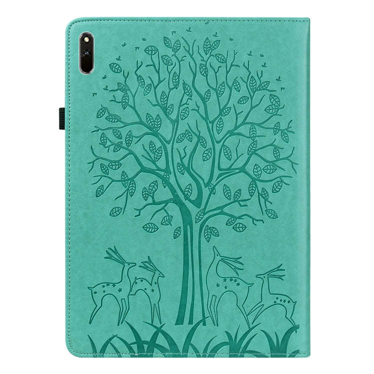 For Huawei MatePad 11 2021 Tree & Deer Pattern Pressed Printing Horizontal Flip PU Leather Case w...