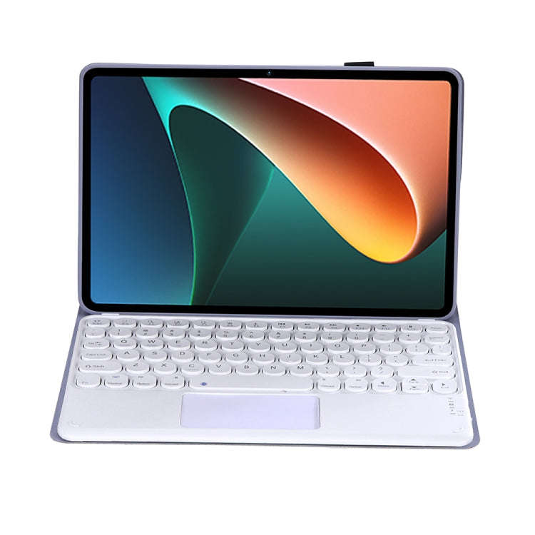 Y0N5-A TPU Tablet Case Lambskin Texture Round Keycap Bluetooth Keyboard Leather Tablet Case with ...
