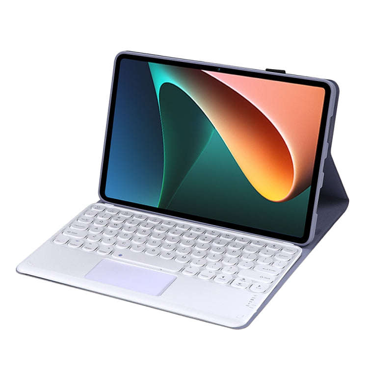 Y0N5-A TPU Tablet Case Lambskin Texture Round Keycap Bluetooth Keyboard Leather Tablet Case with ...