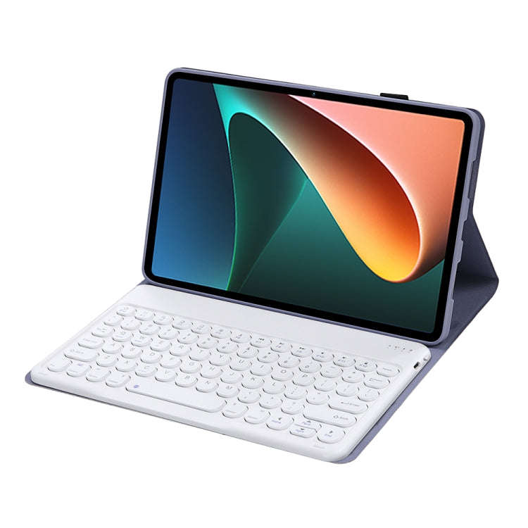 Y0N5 TPU Tablet Case Lambskin Texture Round Keycap Bluetooth Keyboard Leather Tablet Case with Ho...