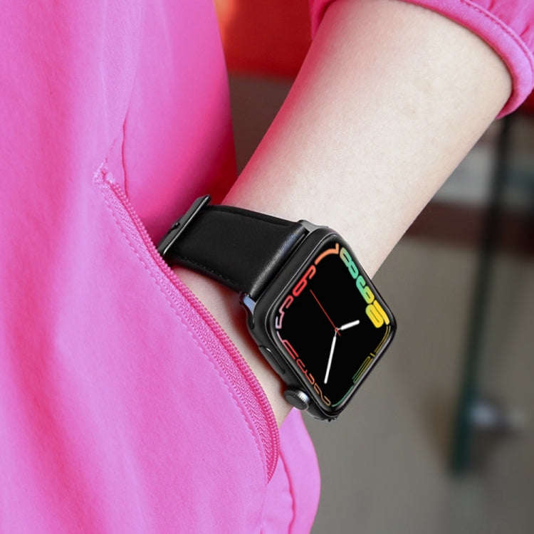 For Apple Watch Series 9&8&7 41mm / SE 3&SE 2&6&SE&5&4 40mm / 3&2&1 38mm Oil Wax Genuine Leather ...