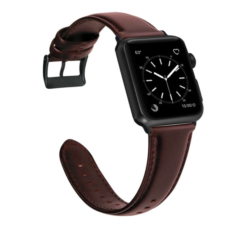 For Apple Watch Series 9&8&7 41mm / SE 3&SE 2&6&SE&5&4 40mm / 3&2&1 38mm Oil Wax Genuine Leather ...