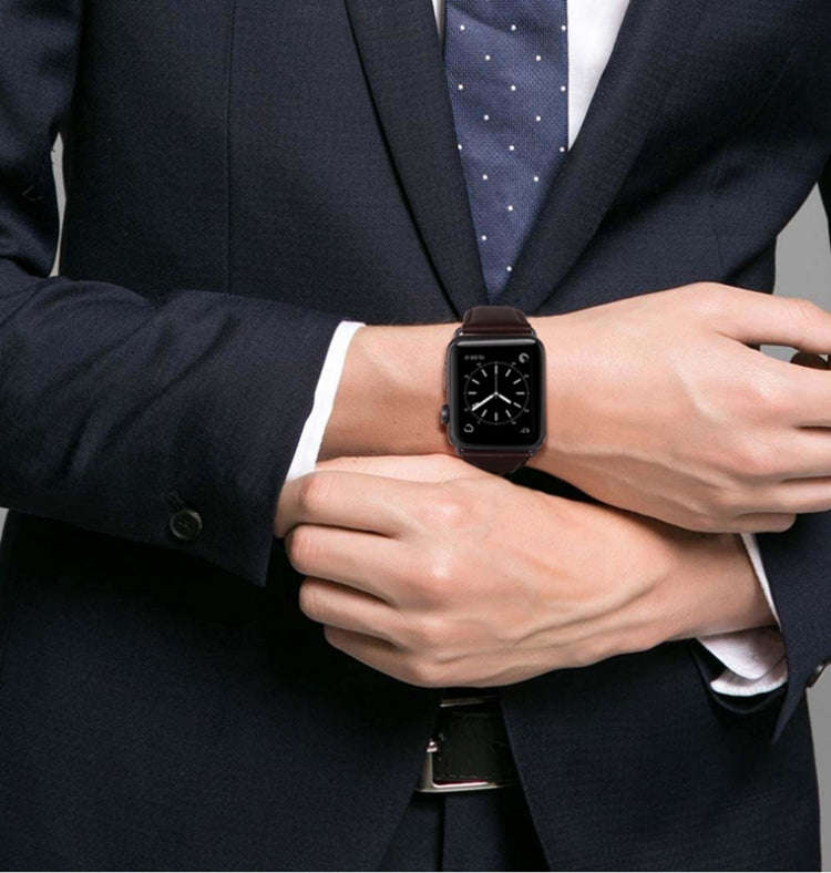 For Apple Watch Series 9&8&7 41mm / SE 3&SE 2&6&SE&5&4 40mm / 3&2&1 38mm Oil Wax Genuine Leather ...