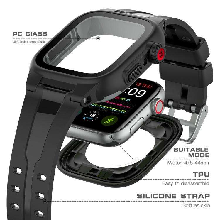 For Apple Watch Series SE 2&6&SE&5&4 44mm RedPepper IP68 Waterproof Screen Protector + Watchband ...