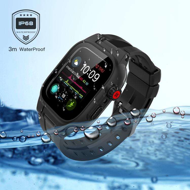 For Apple Watch Series SE 2&6&SE&5&4 44mm RedPepper IP68 Waterproof Screen Protector + Watchband ...
