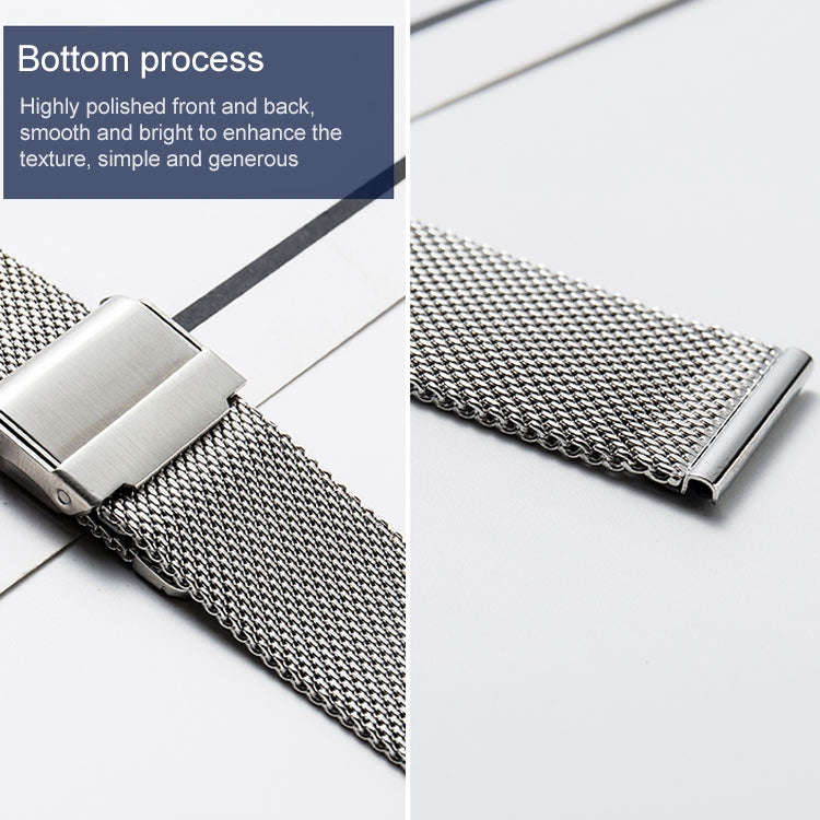 14mm 304 Stainless Steel Double Buckles Watch Band(Silver)