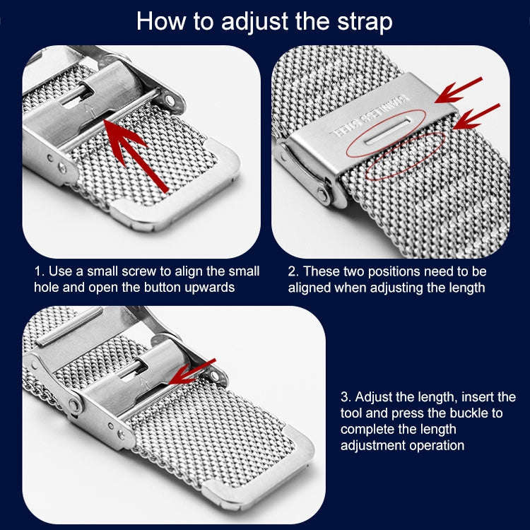 14mm 304 Stainless Steel Double Buckles Watch Band(Silver)