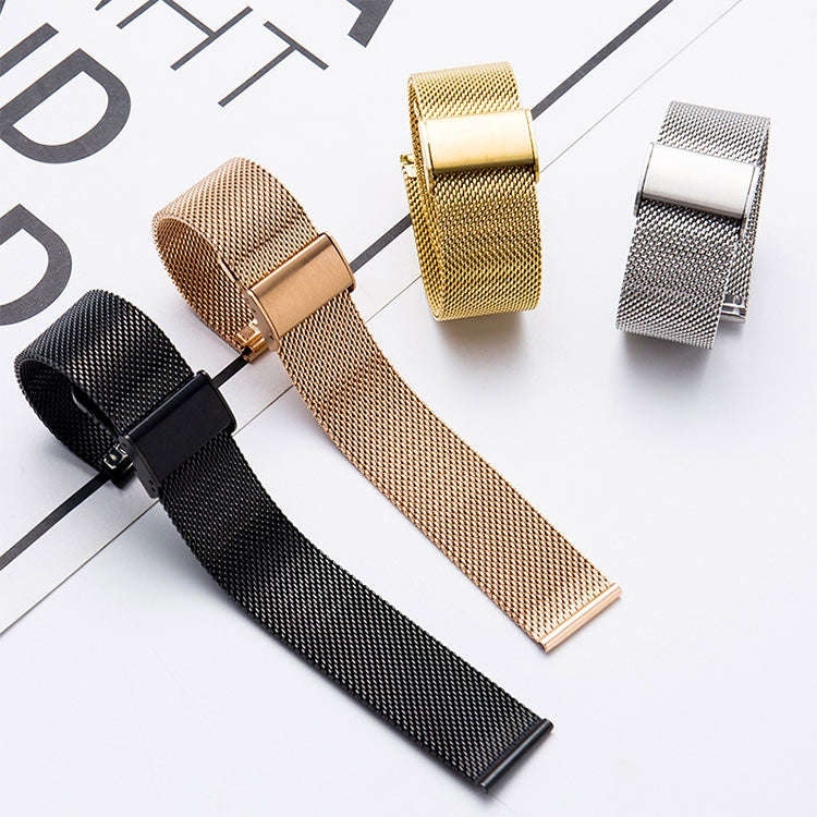 22mm 304 Stainless Steel Single Buckle Watch Band(Black)