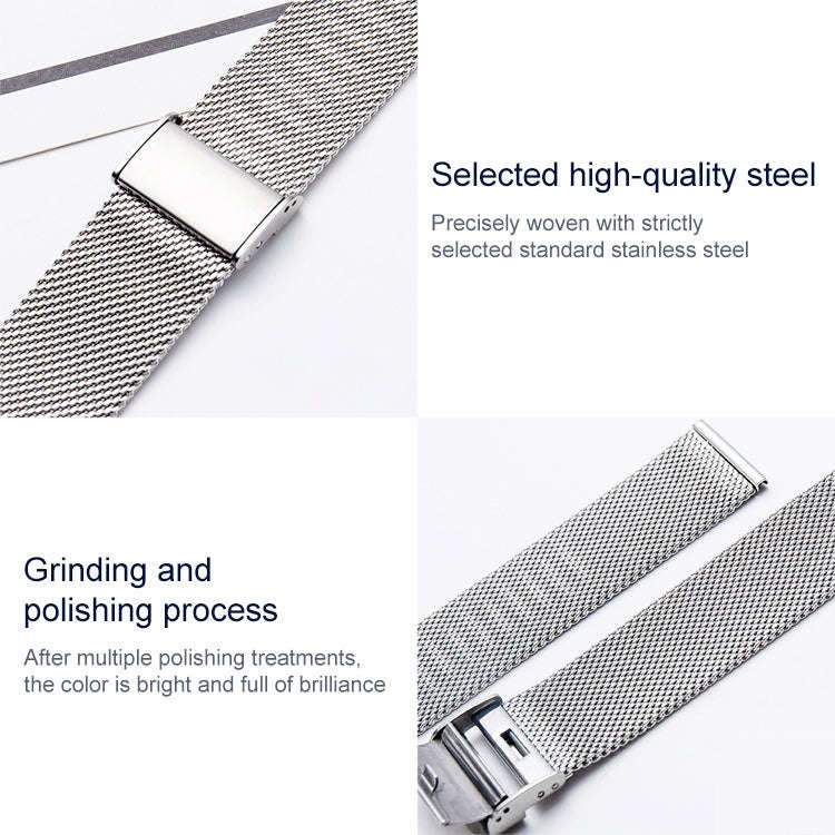 22mm 304 Stainless Steel Single Buckle Watch Band(Black)