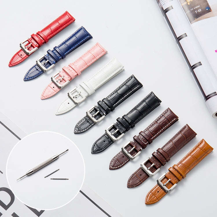 14mm Calf Leather Watch Band(Blue)