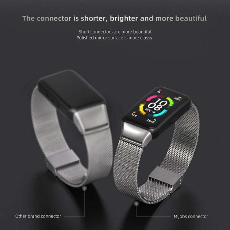 For Huawei Band 6 / Honor Band 6 / 7 MIJOBS Milan Stainless Steel Watch Band(Black)
