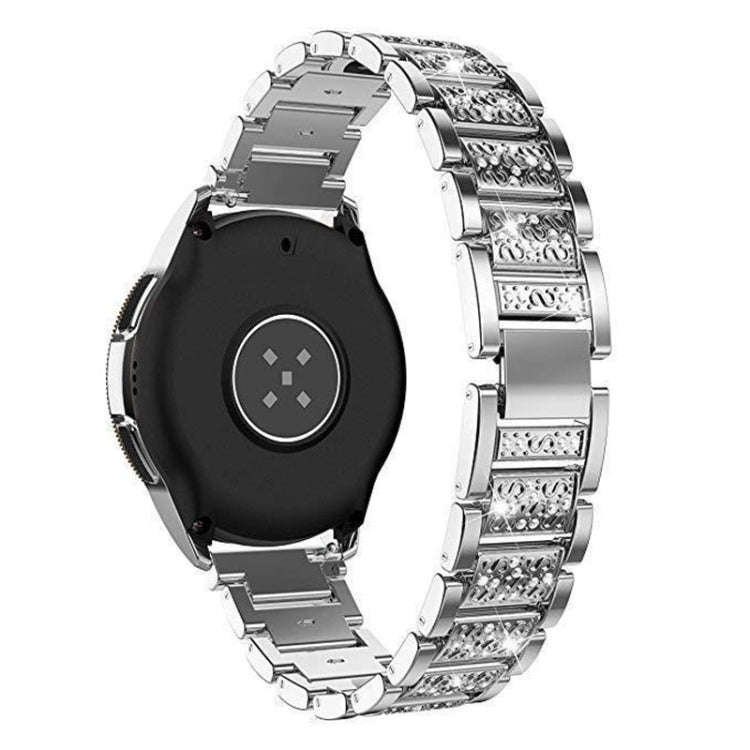 22mm Universal Three-beads Diamond Steel Watch Band(Silver)