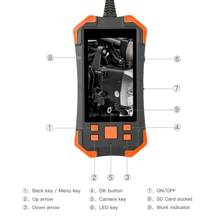 T20 4.3 inch IPS Color Screen 7.9mm Dual Cameras Waterproof Hard Cable Digital Endoscope, Length:...