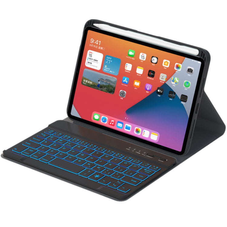 HK006D Square Keys Detachable Bluetooth Solid Color Keyboard Leather Tablet Case with Colorful Ba...