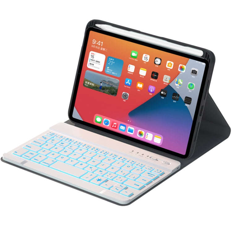 HK006D Square Keys Detachable Bluetooth Solid Color Keyboard Leather Tablet Case with Colorful Ba...