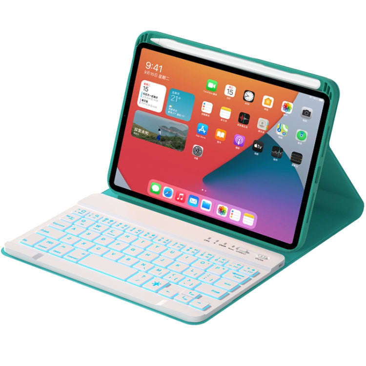 HK006D Square Keys Detachable Bluetooth Solid Color Keyboard Leather Tablet Case with Colorful Ba...