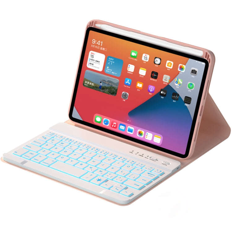 HK006D Square Keys Detachable Bluetooth Solid Color Keyboard Leather Tablet Case with Colorful Ba...