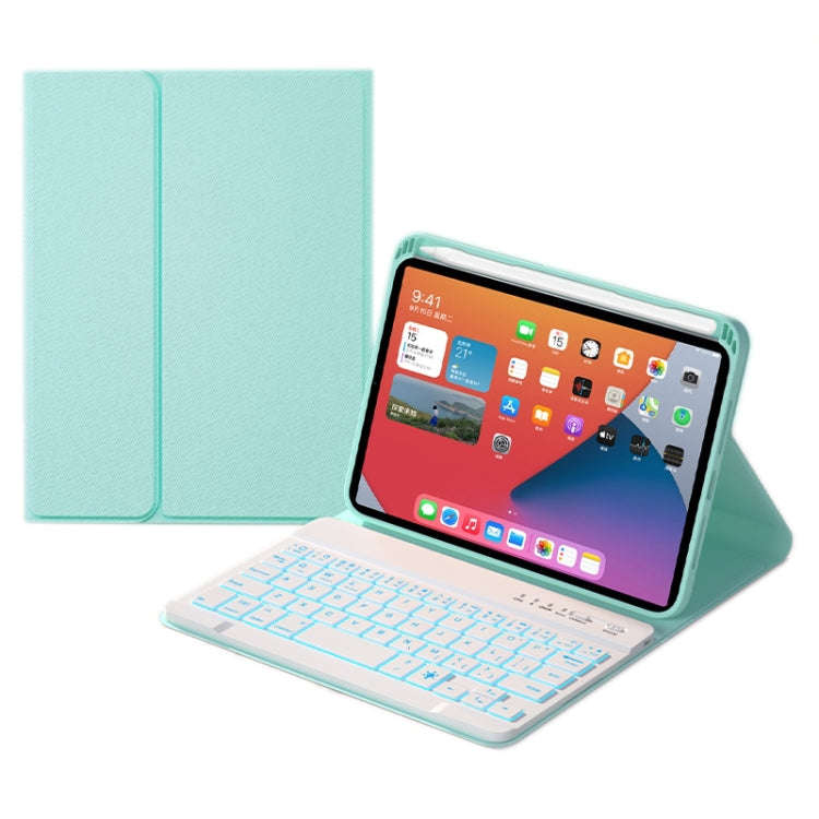 HK006D Square Keys Detachable Bluetooth Solid Color Keyboard Leather Tablet Case with Colorful Ba...