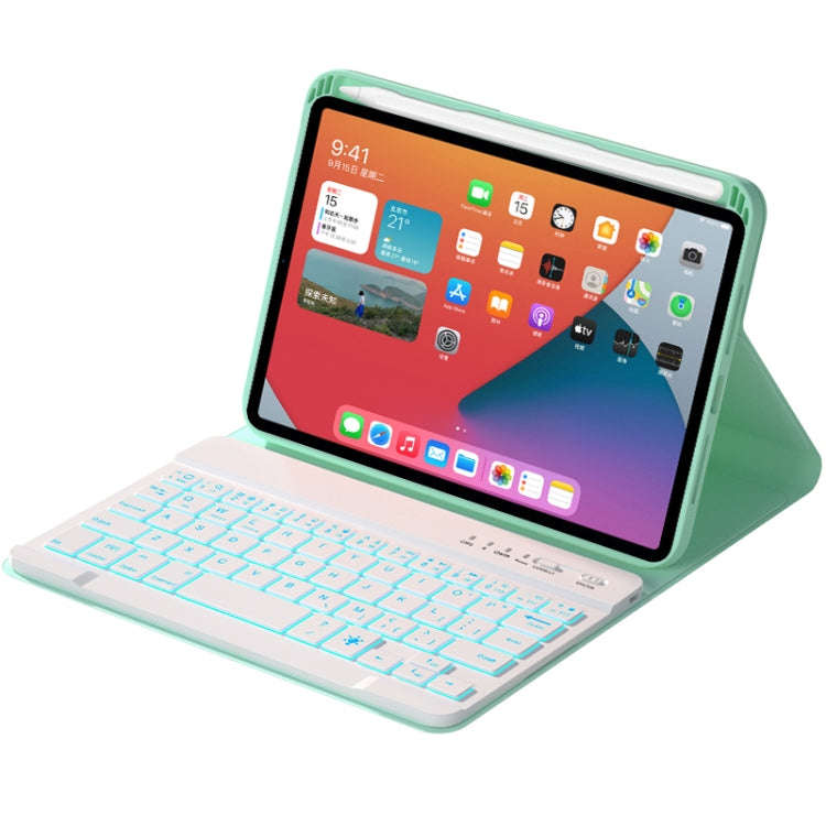 HK006D Square Keys Detachable Bluetooth Solid Color Keyboard Leather Tablet Case with Colorful Ba...