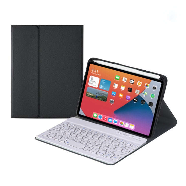 HY006 Round Keys Detachable Bluetooth Keyboard Leather Tablet Case with Holder for iPad mini 6(Bl...