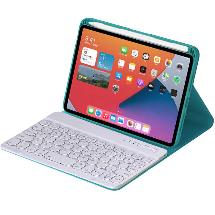 HY006 Round Keys Detachable Bluetooth Keyboard Leather Tablet Case with Holder for iPad mini 6(Da...