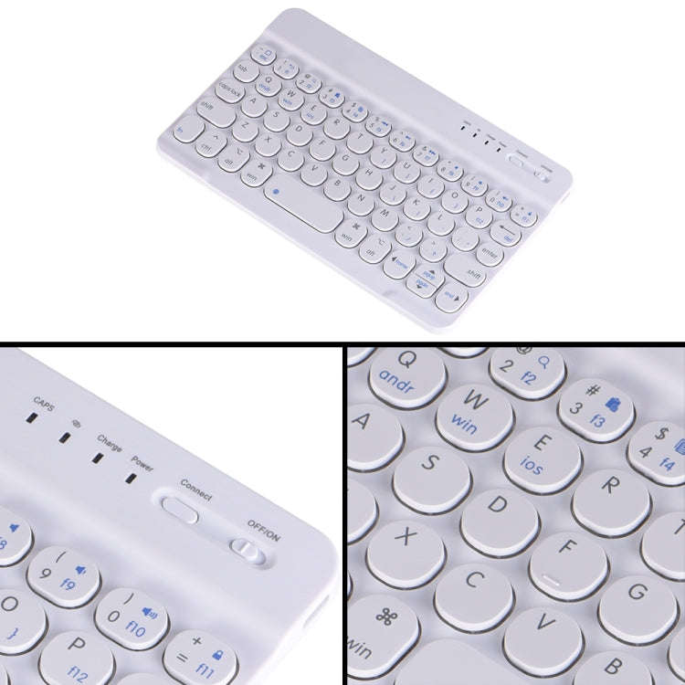 HY006 Round Keys Detachable Bluetooth Keyboard Leather Tablet Case with Holder for iPad mini 6(Bl...
