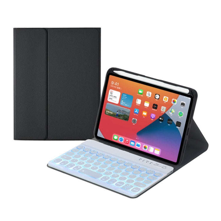 HY006D Round Keys Detachable Bluetooth Keyboard Leather Tablet Case with Colorful Backlight & Hol...