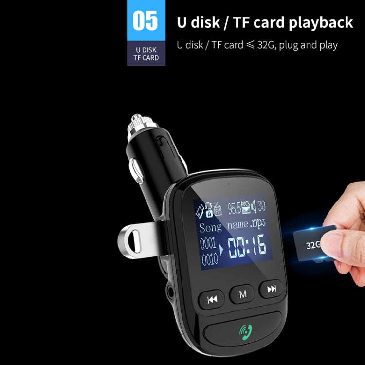 BT06 1.4 inch Car MP3 Player FM Transmitter QC3.0 Quick Charge Support Bluetooth Handsfree / TF Card