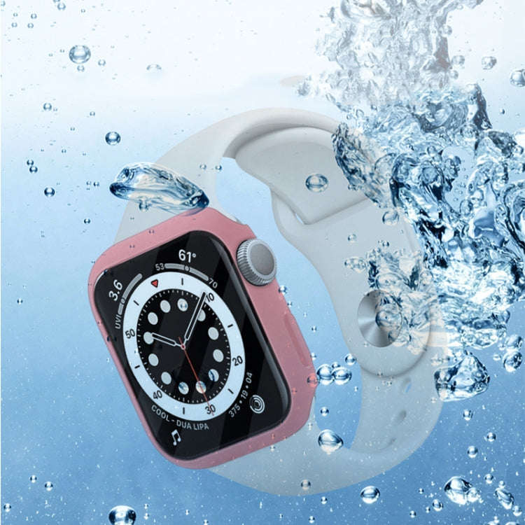 Shockproof PC Protective Case with Tempered Glass Film For Apple Watch Series 8 / 7 45mm(White)