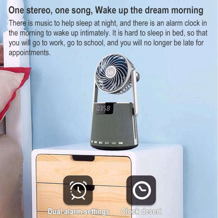 SOAIY K8 Wireless Bluetooth Dual Alarm Clock Speaker with Small Fan(Grey)