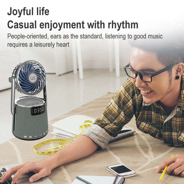SOAIY K8 Wireless Bluetooth Dual Alarm Clock Speaker with Small Fan(Grey)